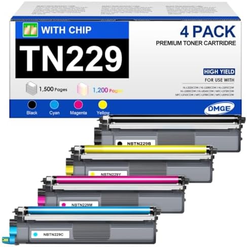 TN229 TN229XL Toner 4 Pack Compatible with Brother MFC-L3780CDW MFC-L3720CDW HL-L3280CDW HL-L3295CDW Printers