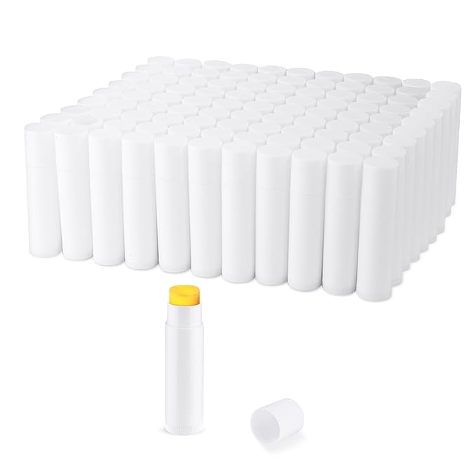 100 Pcs 5.5ml Bulk Empty Lip Balm Tubes Refillable Plastic Lip Gloss Container Travel Lipstick Tubes Chapstick Tubes Holder For DIY Homemade Lip Balm (white)-FemmiqueWomen