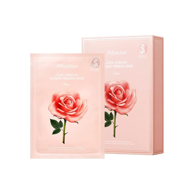 JMsolution Glow Luminous Flower Firming Mask | Rosewater & 4 Flower Extracts for Hydration, Firming & Radiance | 10 Sheets | Korean Skincare Sheet Mask for All Skin Types-FemmiqueWomen