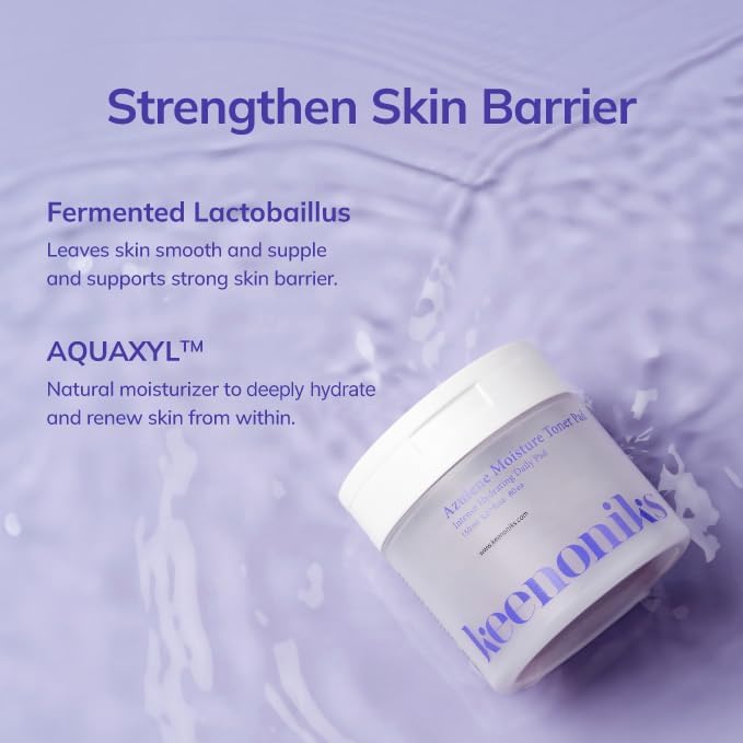 Azulene Moisture Toner Pad - Anti-flammatory & Hydrating Facial Pad with Chamomile Extract, Panthenol & AQUAXYL for Red, Sensitive SkinㅣKorean Skincareㅣ 80 Pads (5.07 Oz)-FemmiqueWomen