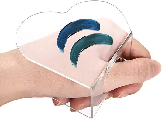 3Pcs Clear Handheld Acrylic Palette Heart Shaped Acrylic Nail Color Palette Handheld Makeup Mixing Palette Foundation Mixing Tray Cosmetic Palette for Lipstick Eyeshadow Foundation Color Blending-FemmiqueWomen