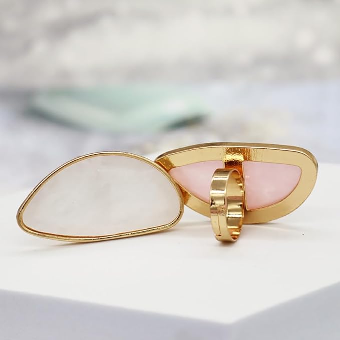 2 Pcs Nail Art Palette Ring Nail Color Mixing Tray Nail Polishing Palette Makeup Foundation Mixing Plate with Finger Ring for Nail Salon Shop Heart-FemmiqueWomen