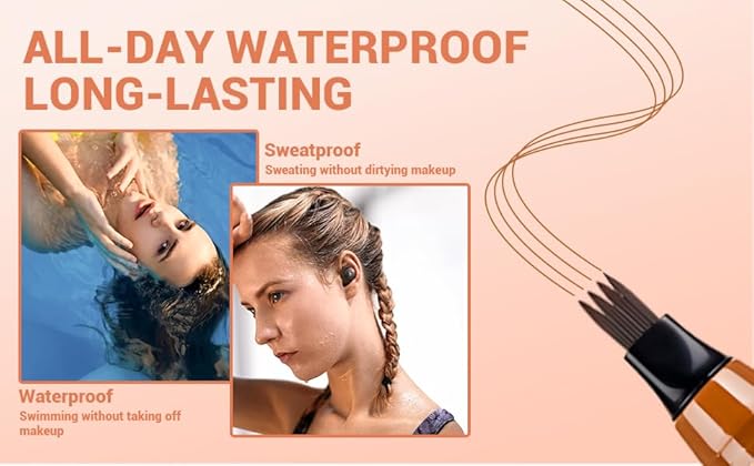 2025 New Magic Eyebrow Pencil, 3D Waterproof 4 Tipped Precise Brow Pen Microblading Eyebrow Pencil Contouring Pen Fine Stroke Microblading Creates Natural (Gray Brown)-FemmiqueWomen