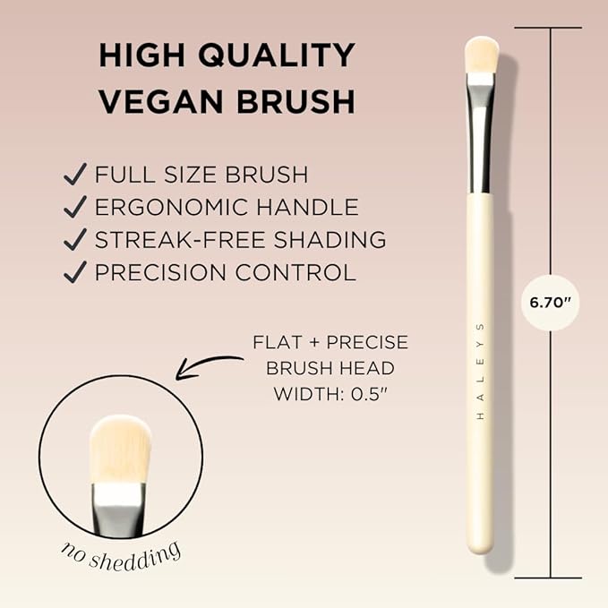 HALEYS Lid Eyeshadow Brush, Medium Flat Tapered Brush, Easy Blending and Shading for Building Eyeshadow Color, High-end Synthetic Bristles, Multi-tasking, for Cream and Powder Makeup, Vegan + CF-FemmiqueWomen
