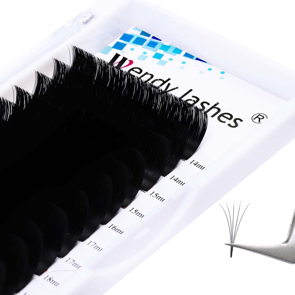 Easy Fan Volume for Lash Artists: Wendy, Handmade Fans for Eyelash Extensions, Self Fanning, Blooming, Black, D Curl, 0.07mm, 14-20mm, KH126-FemmiqueWomen