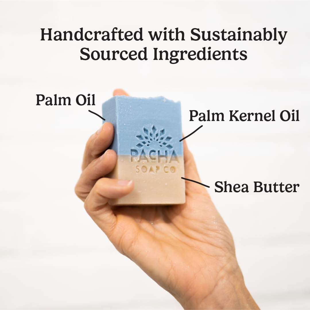 Pacha Soap Co. Bar Soap - Premium, Handcrafted, Hydrating, Natural Face Wash, Hand Cleanser, Body Wash, Soothing Essential Oils (Sand & Sea, 5-Pack, 4 oz ea)-FemmiqueWomen