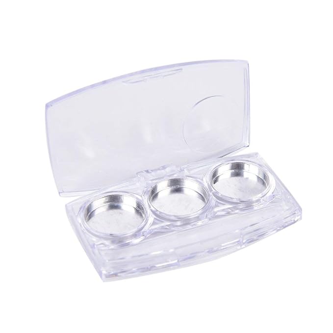 10 Pcs Clear Empty Eyeshadow Palette Plastic Eyeshadow Storage Box Case with 3 Grids Palettes Lipstick Box Pigment Palette Tray Plastic Cosmetics Container Box DIY Makeup Powder Sample Box-FemmiqueWomen