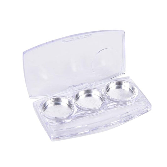 10 Pcs Clear Empty Eyeshadow Palette Plastic Eyeshadow Storage Box Case with 3 Grids Palettes Lipstick Box Pigment Palette Tray Plastic Cosmetics Container Box DIY Makeup Powder Sample Box-FemmiqueWomen
