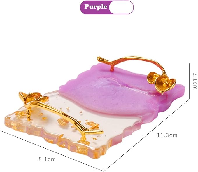 2023 Retro Nail Art Palette, Nail Painting Mixed Color Palette with Leaves Handle, Nail Holder Gel Color Makeup Display Board Pallet (Purple)-FemmiqueWomen