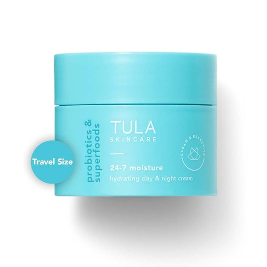 TULA Skin Care 24-7 Moisture Hydrating Day and Night Cream - Travel-Size, Ultra Nourishing Moisturizer for Face, Soothes Skin, Maintain Skin Balance & Improve Skin Smoothness, 0.5 oz.-FemmiqueWomen