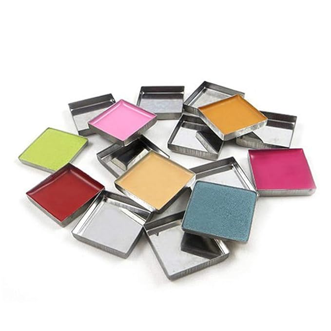 30 Pieces Empty Square Metal Tin Palette Pans Empty Square Metal Pans Cosmetic Eyeshadow Pans for Eyeshadow Palette Magnetic Makeup Palette, 26mm Wide 3.5mm Height-FemmiqueWomen
