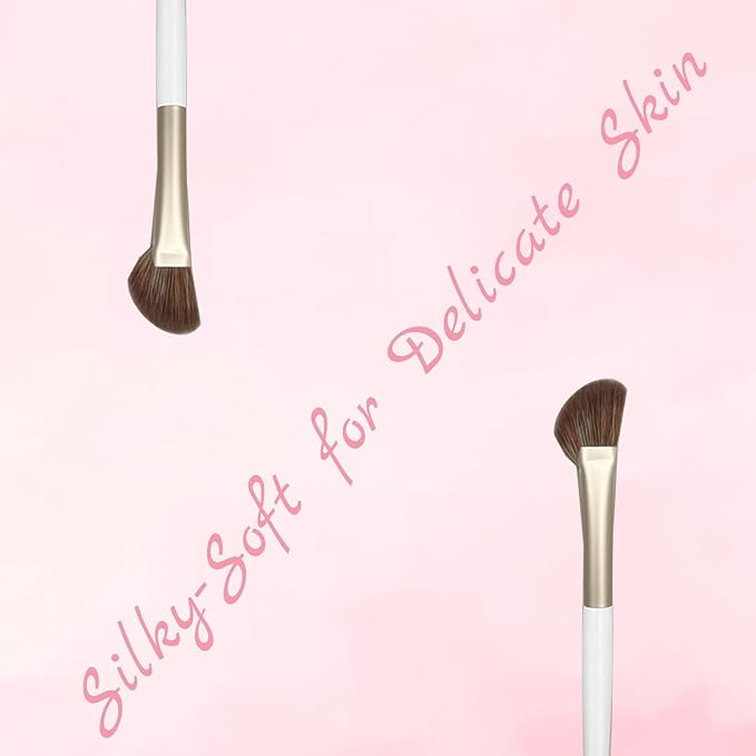 Eyeshadow Makeup Brushes Set with Case 7 PCS Soft Synthetic Hairs Eye Makeup Brushes for Blending Eyebrow Eyeliner Eyeshadow （White）-FemmiqueWomen