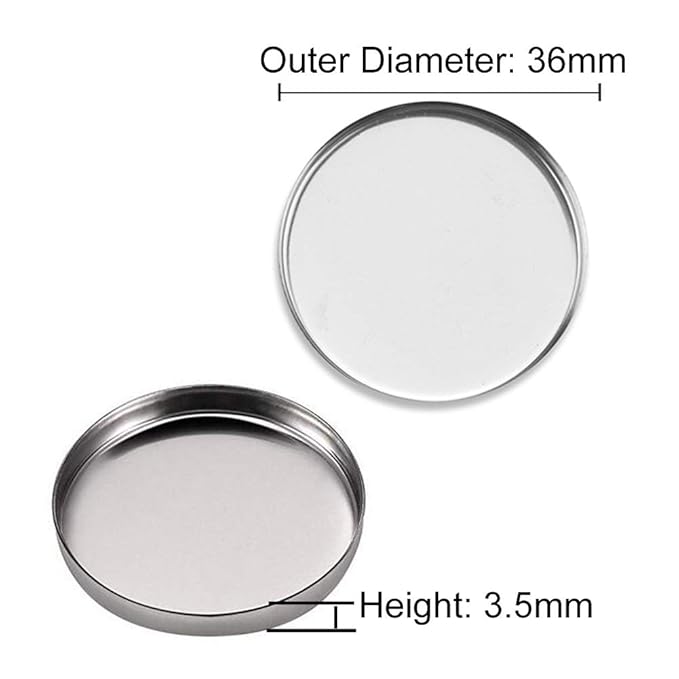 20 Pieces Empty Round Metal Tin Palette Pans Round Metal Pans Cosmetic Eyeshadow Pans for Eyeshadow Palette Magnetic Makeup Palette, 36mm Diameter 3.5mm Height-FemmiqueWomen