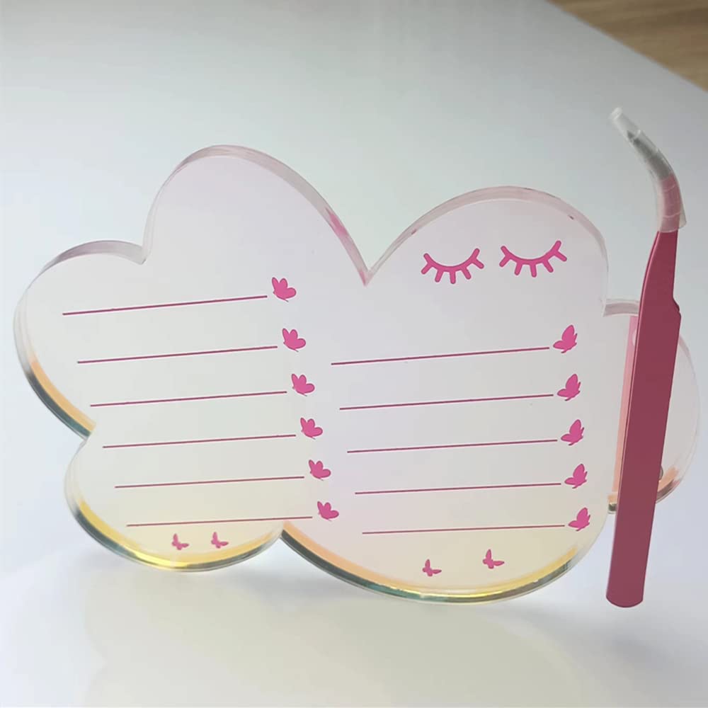 Grafting False Eyelash Acrylic Extension Pallet, Eyelash Extension Tweezers Plate Pad Makeup Palette Individual Training Tools Dazzling (Cloud-shaped A （5.51x3.94in）)-FemmiqueWomen