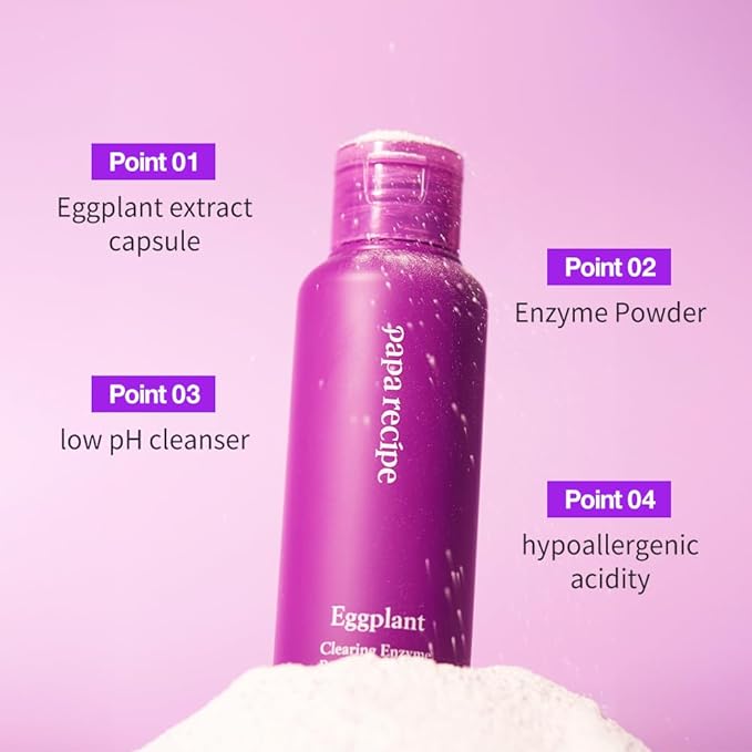Papa Recipe Eggplant Enzyme Powder Cleanser - Soft Exfoliating Facial Wash for Sensitive Skin (50g, 1.72oz) - Korean Skincare for Radiant, Smooth Complexion, Safe for sensitive skin-FemmiqueWomen