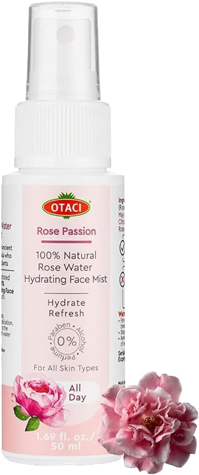 OTACI Rose Passion Face Mist Spray – 100% Natural Rose Water Hydrating Mist for Glowing, Refreshed Skin – Travel Size 50ml – Vegan, Alcohol-Free, for All Skin Types-FemmiqueWomen