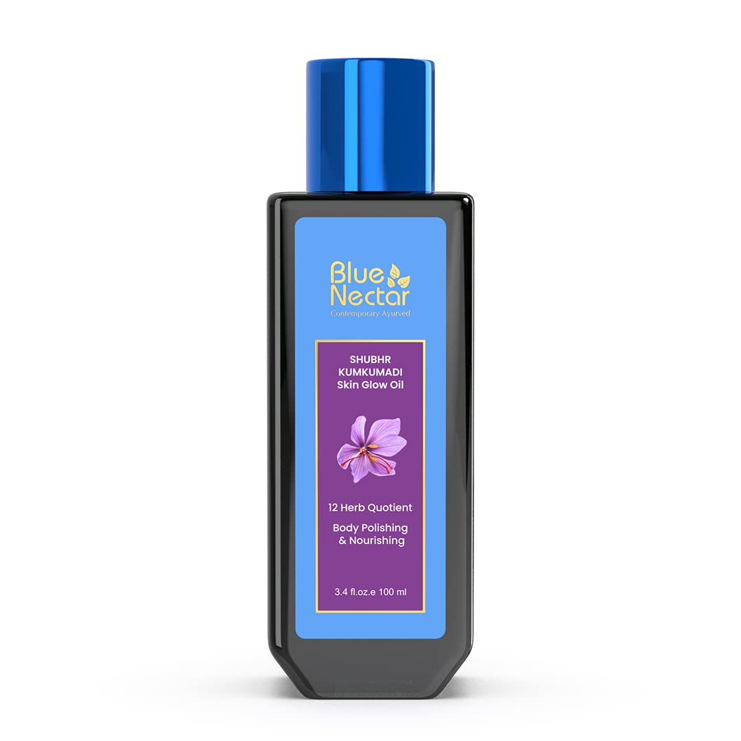 Blue Nectar Kumkumadi Body Oil for Glowing Skin | Moisturizing Oil for Dry Skin with Relaxing Aroma | Plant Based Body Oil for Women & Men (12 Herbs, 3.4 fl oz)-FemmiqueWomen