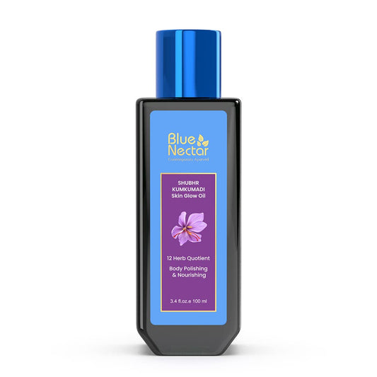 Blue Nectar Kumkumadi Body Oil for Glowing Skin | Moisturizing Oil for Dry Skin with Relaxing Aroma | Plant Based Body Oil for Women & Men (12 Herbs, 3.4 fl oz)-FemmiqueWomen