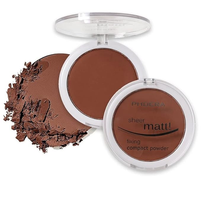 2 Pack PHOERA Matte Face Powder, Control Oil Brighten Skin Color Full Coverage Flawless Face Setting Loose Powder。208 - Espresso-FemmiqueWomen
