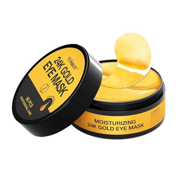 24K Gold Eye Mask - 60 Pieces, Collagen Hyaluronic Acid Eye Mask, Anti-aging, Remove Dark Circles, Puffiness and Wrinkles, Refreshes Skin, Suitable for Both Men and Women-FemmiqueWomen
