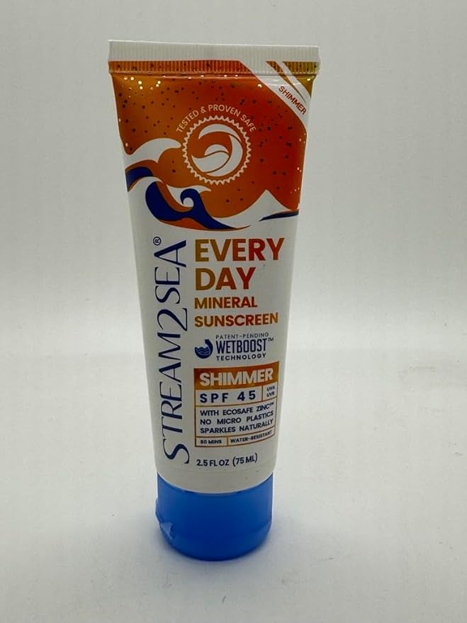 SPF 45 Every Day Shimmer Mineral Sunscreen | 2.5 Fl Oz Biodegradable, Paraben Free & Reef Safe Sunscreen | Non-Greasy, Lightweight & Shimmer Mineral Protection Against UVA & UVB for Face & Body-FemmiqueWomen