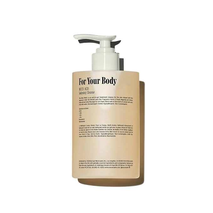 Nécessaire The Body Wash Hinoki. Natural Body Wash for Women & Men, Softening Shower Gel with Gentle Exfoliating Acids AHA/BHA/PHA. Gel Cleanse,16.9 fl oz-FemmiqueWomen