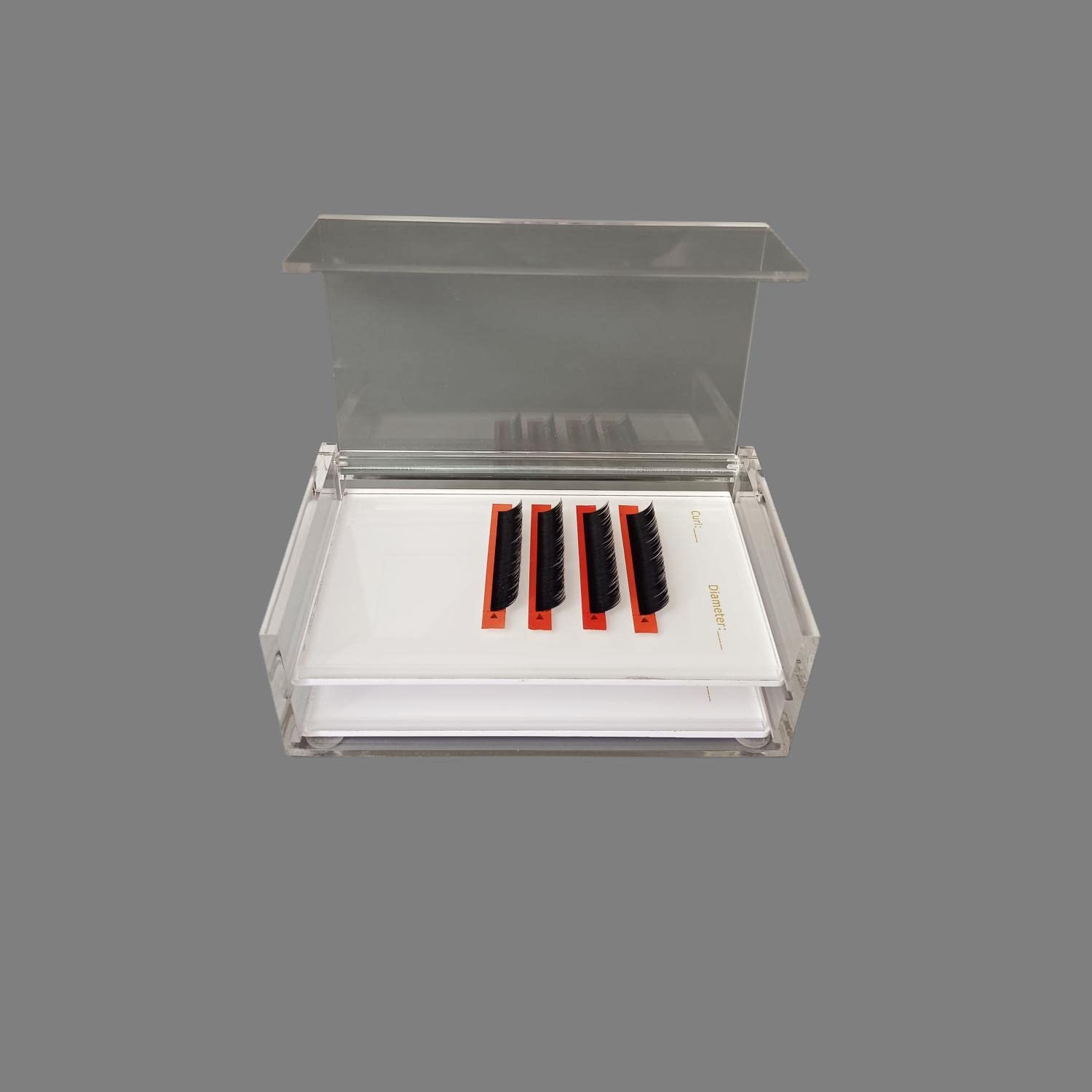 Two Layers Eyelash Grafting Pallet with Cover, Dust-proof Acrylic Lash Tile holder, Eyelash Extensions Storage Gasket Pads 2 Tiers for Beginners Beauty Artist Salon (White)-FemmiqueWomen