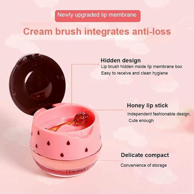 2PCS Bee Lip Balm Honey Pot & Strawberry Vitamin E Lip Sleep Masks Hydrating Prevention Dry and Cracked Lip Scrubs Exfoliator, Reduces Lip Lines，Lip Exfoliating Balm Sleeping Lip Mask-FemmiqueWomen