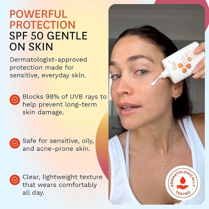 Fig.1 Mineral Sunscreen for Face SPF 50 | Zinc Oxide Face Sunscreen Moisturizer with Hyaluronic Acid & Antioxidant | Broad Spectrum Sun Protection –Fragrance-Free, Lightweight, Invisible Finish, 1.7oz-FemmiqueWomen