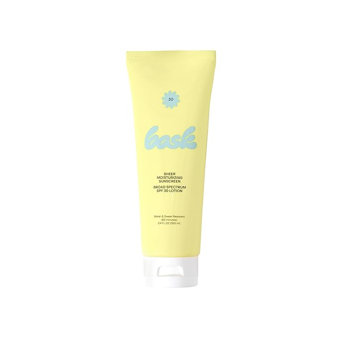 Bask Suncare SPF 30 Sheer Moisturizing Sunscreen Lotion - Broad Spectrum UVA/UVB Protection, Dermatologist Recommended, Hydrating, Lightweight & Fast Absorbing, No White Cast, Travel Size, 3.4 fl oz-FemmiqueWomen