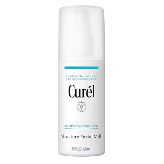 Curel Japanese Skin Care Moisture Facial Milk Moisturizer, Daily Face Lotion for Dry Sensitive Skin, pH Balanced, Unscented Advanced Ceramide Care Face Cream without Drying Alcohols, 4 oz-FemmiqueWomen