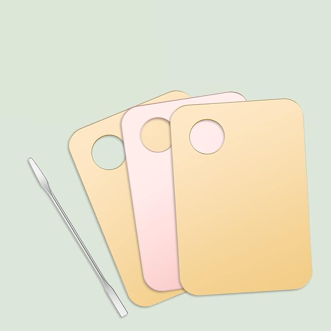 1 Pc Acrylic Cosmetic Makeup Palette with Makeup Spatula Tool Makeup Mixing Tray Apply for Foundation Eye Shadow Lipsticks Nail Art Beauty Salon (Rose gold)-FemmiqueWomen