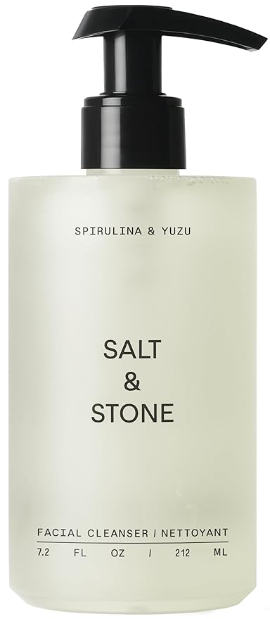Salt & Stone Facial Cleanser for Women & Men, Spirulina & Yuzu Gentle Facial Wash with Hyaluronic Acid, Squalane, For All Skin Types, Vegan, Cruelty Free, 7.2 oz-FemmiqueWomen