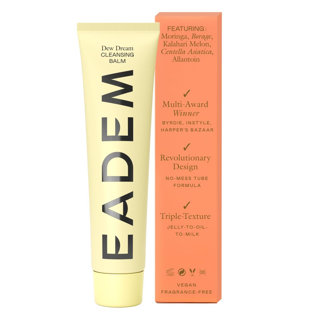 EADEM Dew Dream Hydrating Cleansing Balm & Makeup Remover with Moringa & Tiger Grass, Facial Cleanser & Skincare Moisturizer, Hydrating Skin Care Make Up Remover Balm, 3.4 oz-FemmiqueWomen
