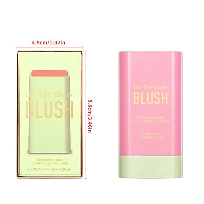 3-in-1 Cream Blush Stick for Cheeks Lips Eyes, Waterproof Natural Finish Tinted Makeup Stick, Hydrating Multi-Use Blush Balm-FemmiqueWomen