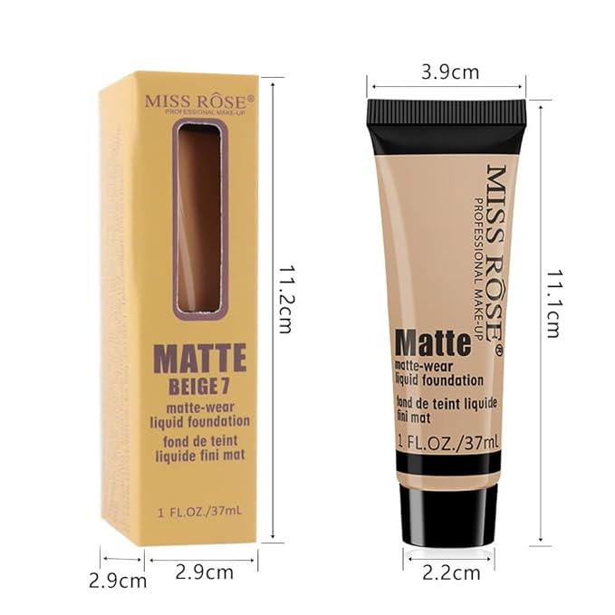 2 Pack Liquid Foundation Cream for Face Makeup,Durable Full Coverage Matte Concealer Make Up,Oil Control & Waterproof Base Primer -1+1 Fl.Oz (BEIGE 7#)-FemmiqueWomen
