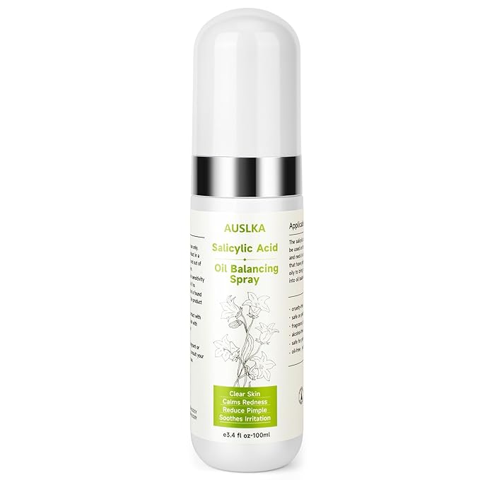 AUSLKA Salicylic Acid Oil Balancing Spray with 2% Salicylic Acid Regulates Skin Balance for Pimple and Oily Skin, Fruit Acid Spray for Face & Body (3.4 Fl Oz)-FemmiqueWomen