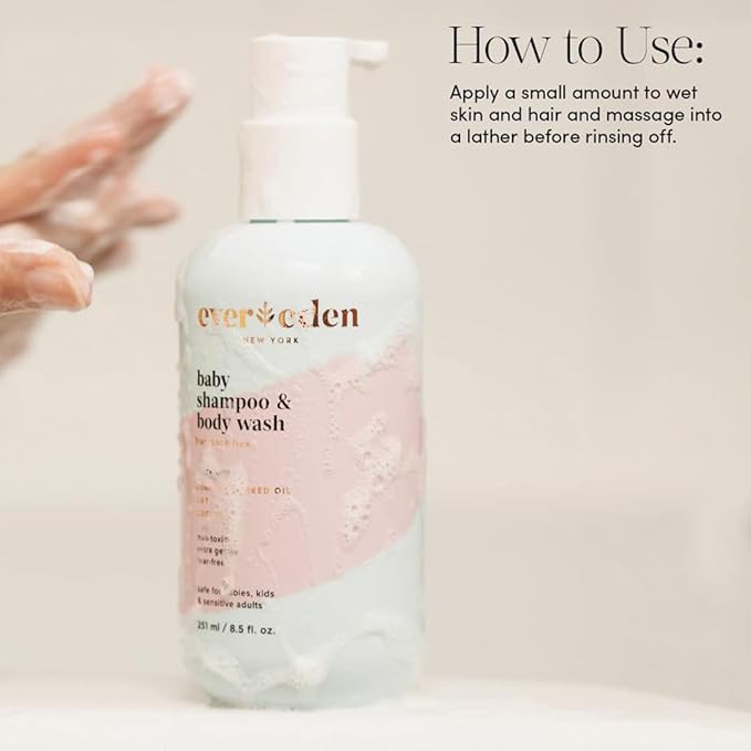 Evereden Baby Shampoo & Body Wash 2-in-1, 8.5 fl oz | Gentle, Non-Toxic, Fragrance-Free, Hydrating Formula for Sensitive Skin-FemmiqueWomen