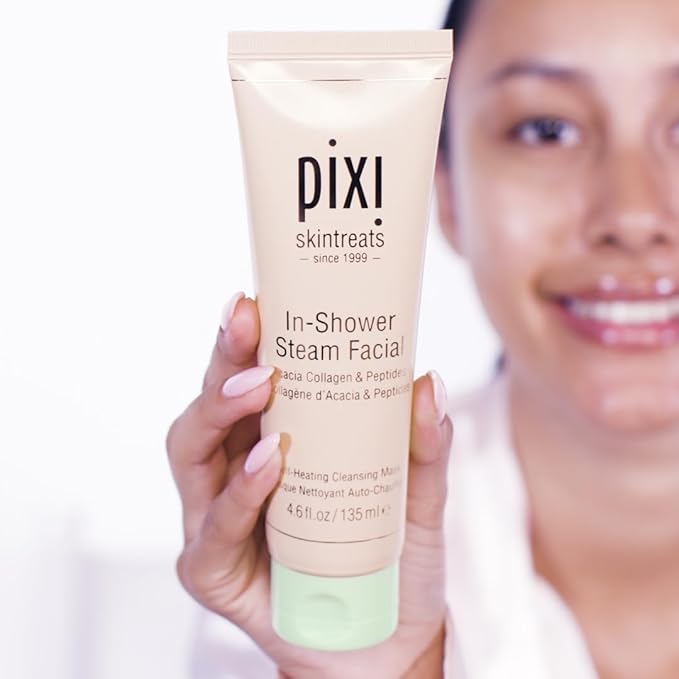 Pixi In-Shower Steam Facial | Gel-to Oil Cleanser for Radiant Skin | Deeply Nourishes, Softens & Tones | Self-heating for Use in Shower or Bath | 4.6 fl oz/ 135 ml-FemmiqueWomen