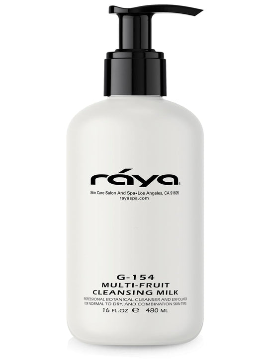 Raya Multi-Fruit Facial Cleansing Milk with AHA and BHA 16 oz (G-154) | Exfoliating Soap-Free Cleanser and Make-Up Remover for Dry and Combo Skin | Made with Multi-Fruit Alpha and Beta Hydroxy Acids-FemmiqueWomen