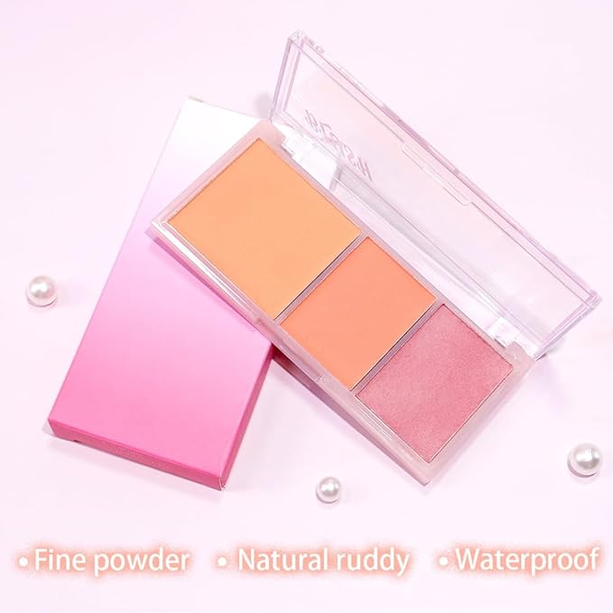 3 IN 1 Brown Nude Face Highlight Bronzer Powder Palette for Face Cheeks Contour Brightening, Buildable Matte Coverage Natural Makeup,Ultra Sculpt Nose Shadow Eyeshadow Primer-Orange-FemmiqueWomen