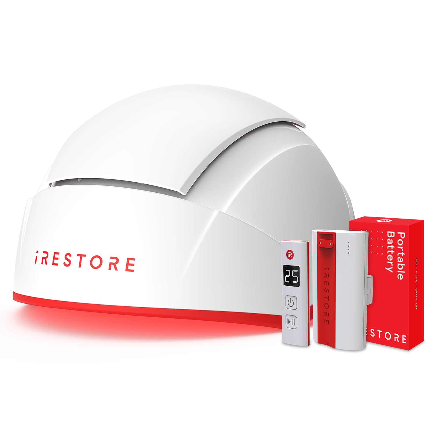 iRestore Professional + Rechargeable Battery Pack - Laser Red Light Therapy for Hair Growth - FDA Cleared Hair Loss, Thinning Treatment for Men & Women - Hair Regrowth Cap - 282 Lasers & LEDs-FemmiqueWomen