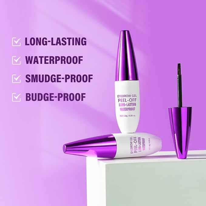 2Pcs Peel Off Eyebrow Tint Gel - Waterproof & Sweatproof All-Day Wear, Transfer-Resistant Tattoo Effect, All Skin Types + Mother’s Day Gift Set, 02#Brown-FemmiqueWomen