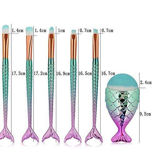 Funfunman Makeup Brushes 11PCS Make Up Foundation Eyebrow Eyeliner Blush Cosmetic Concealer Brushes(Mermaid Colorful)-FemmiqueWomen