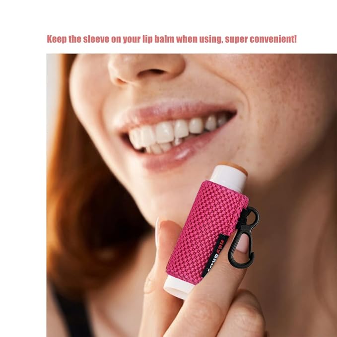 3PCS Lip Balm Holder Sleeves Keychain Lipstick Sleeves Lip Gloss HolderKeychain Chapstick Elastic Sleeves(Black/Brown/Blue)-FemmiqueWomen