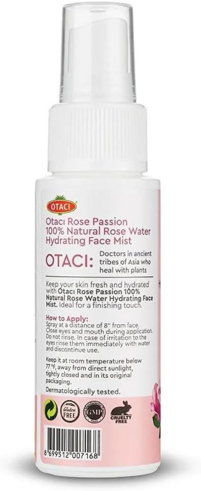 OTACI Rose Passion Face Mist Spray – 100% Natural Rose Water Hydrating Mist for Glowing, Refreshed Skin – Travel Size 50ml – Vegan, Alcohol-Free, for All Skin Types-FemmiqueWomen