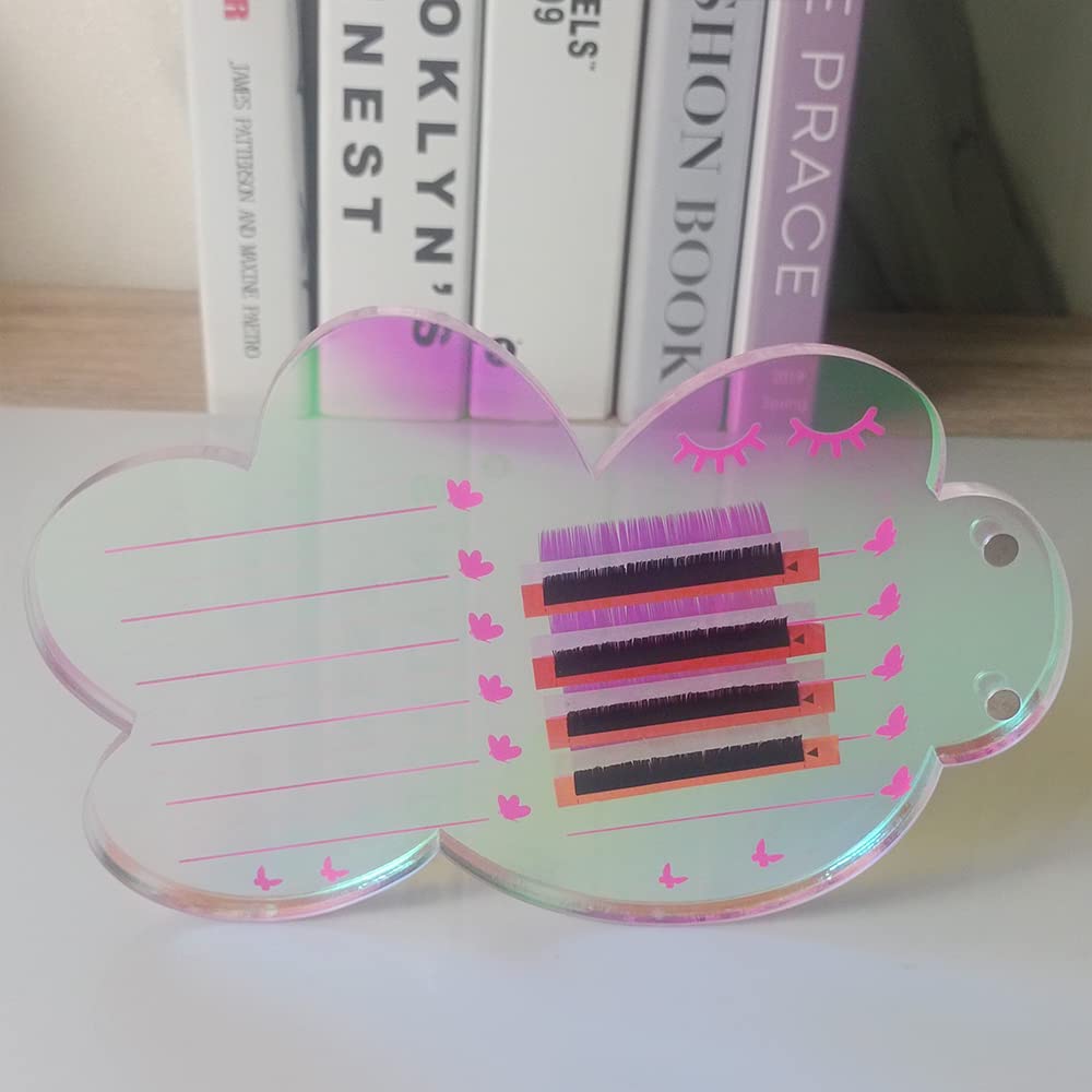 Grafting False Eyelash Acrylic Extension Pallet, Eyelash Extension Tweezers Plate Pad Makeup Palette Individual Training Tools Dazzling (Cloud-shaped A （5.51x3.94in）)-FemmiqueWomen