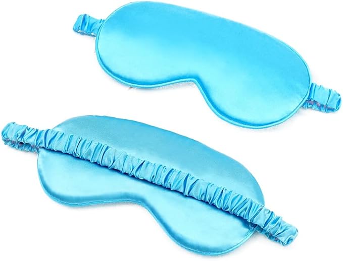 100% Natural Mulberry Soft Silk Sleep Mask, Light Blocking Eye Masks for Sleep, Night Blindfold Eye Mask Cover for Men and Women, Sleeping Night Mask for Travel (Blue)-FemmiqueWomen
