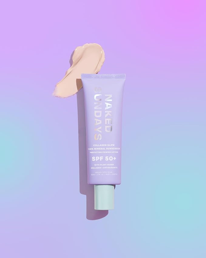 Naked Sundays SPF 50 Mineral Glow Sunscreen, Daily Hydrating Facial Moisturizer & Primer with Zinc Oxide, Sheer Tint, Broad Spectrum SPF Lotion (Jumbo 80ml)-FemmiqueWomen