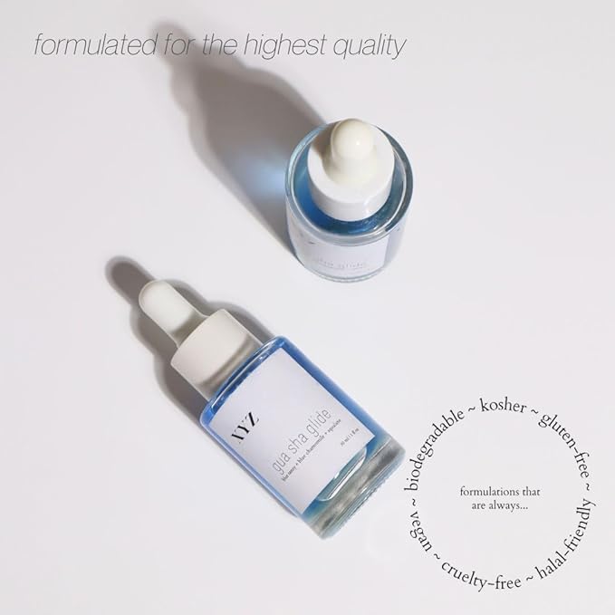 Gua Sha Glide Face Oil - Hydrating and Soothing Face Oil With Azulene Blue Tansy, Blue Chamomile + Squalene | Moisturizer, Face Oil and Soothing Agent for All Skin Types - 1 fl oz (30ml)-FemmiqueWomen